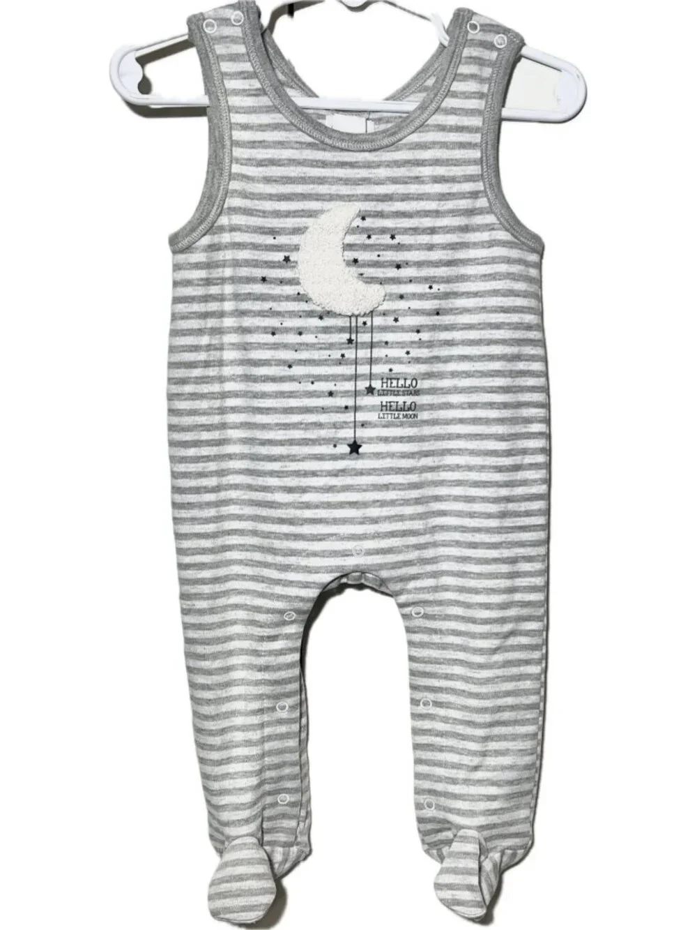 Mud Pie 3m 6m NWT Stars Moon applique Footed sleeper sleeveless gray white